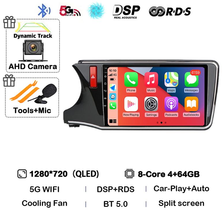 Android 14 Carplay Auto For Honda CITY 2014 2015 2016 2017 2018 2019 Car Radio Multimedia Stereo Player Navigation GPS 4G+WIFI