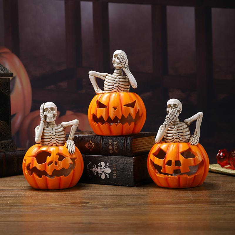 Фигурки тыквенных фонарейРеквизит для украшения вечеринки и создания веселой атмосферыЧерепИзделия ручной работы из смолы