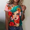 Plus Size Women Tshirt Fun 3D Print Female Clothing Fashion Summer Short Sleeve Top Casual O-Neck Tee Ladies Pullover