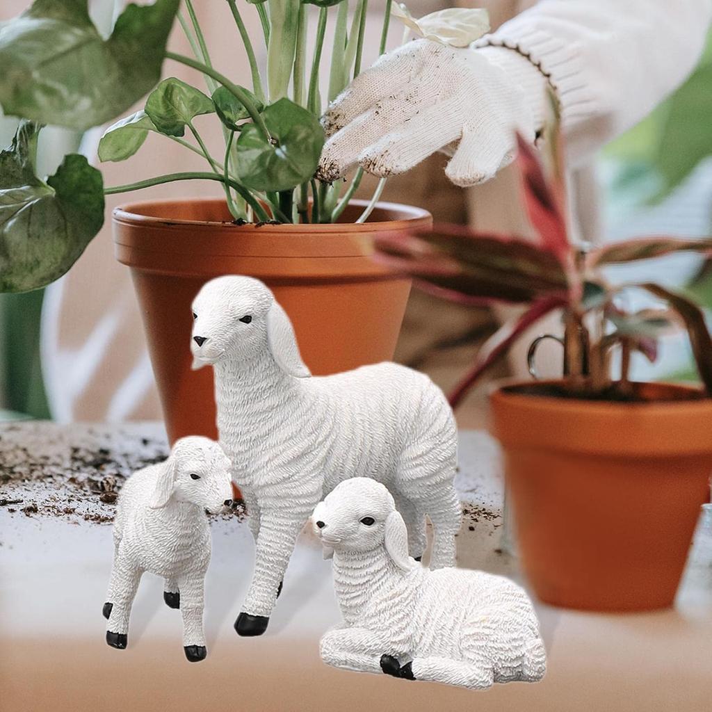 Bothyi Полимерная фигурка Ягненок Декор для сада Фермерского двора Подарки Искусственный ягненок Ручная работа, 3 ягненка