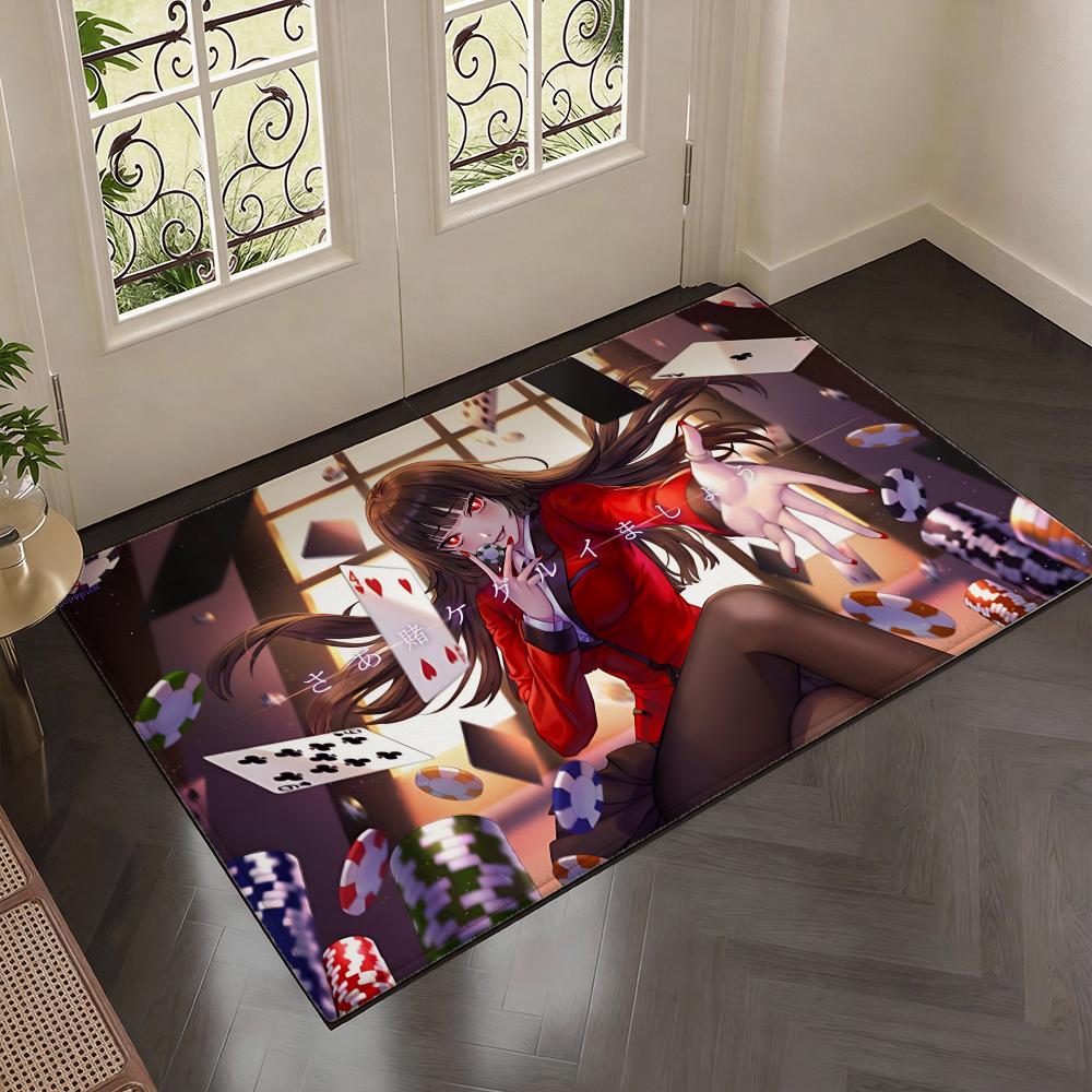 Thrilling Gambling Anime K-Kakeguruis Floor Mat Soft Thickened Flannel Door Mat Non-Slip Living Room Rug Home Decor