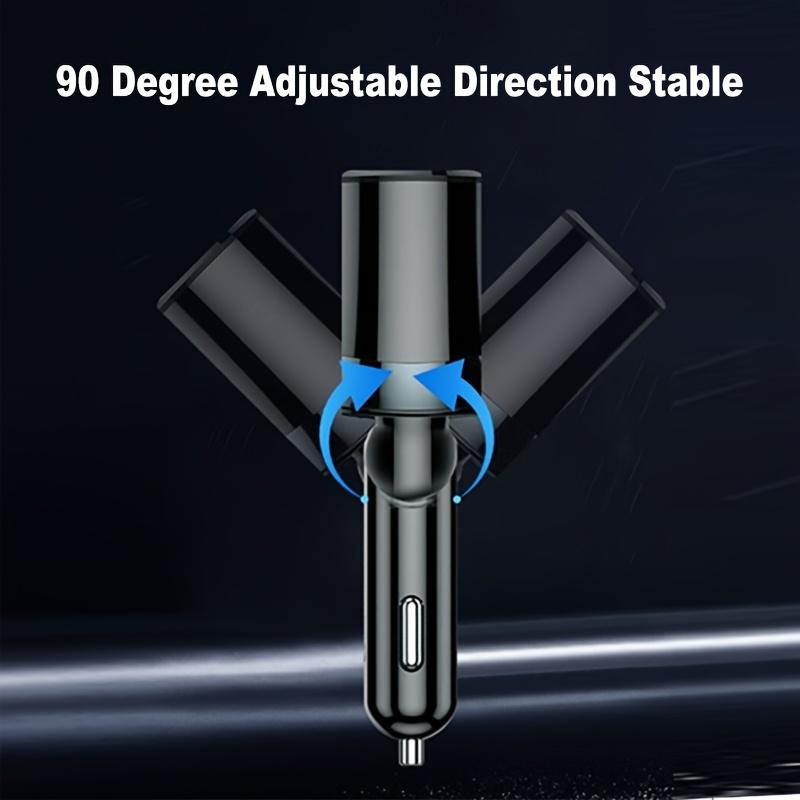 PD30W Fast Charging Car Charger with Retractable Cable, Dual Cigarette Lighter Ports and Real-Time LED Voltage Monitor for Cars and SUVs