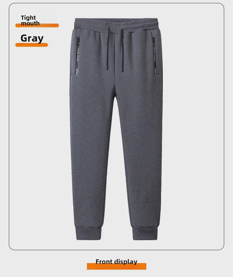 Men's Winter Lambskin Stretch Trousers - Plus Size, Thick Velvet, Warm & Casual for Middle-Aged and Elderly