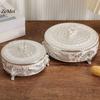 European-Style Alloy Jewelry Peacock Silver Storage Box,Earring Circle Organizer Jar Candy Container Dressing Table Decoration
