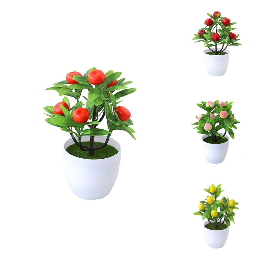 Plastic Simulated Lemon Peach Strawberry Fruit Tree Artificial Potted