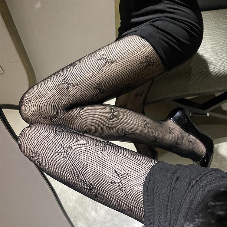 Women's Sheer Fishnet Stockings - Polka Dot & Heart Pattern, Sexy Black & White Options, Large Sizes Available for Spring & Autumn