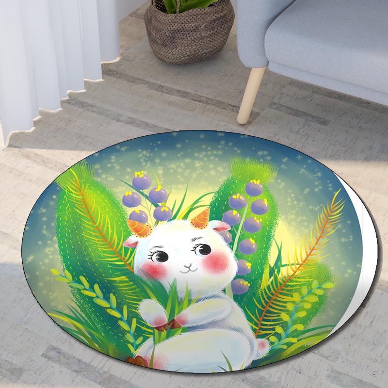 Круглый ковер с принтом двенадцати китайских знаков зодиака, детский коврик для гостиной, напольный коврик для спальни, нескользящий коврик, подарок на Новый год