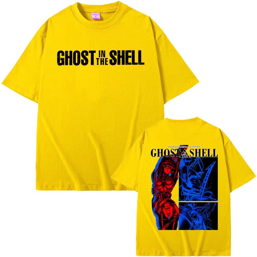 Anime Ghost in the Shell Motoko Kusanagi Vintage Comic Graphic Print Unisex Casual Vintage Pure‑Cotton Short‑Sleeve T‑Shirt