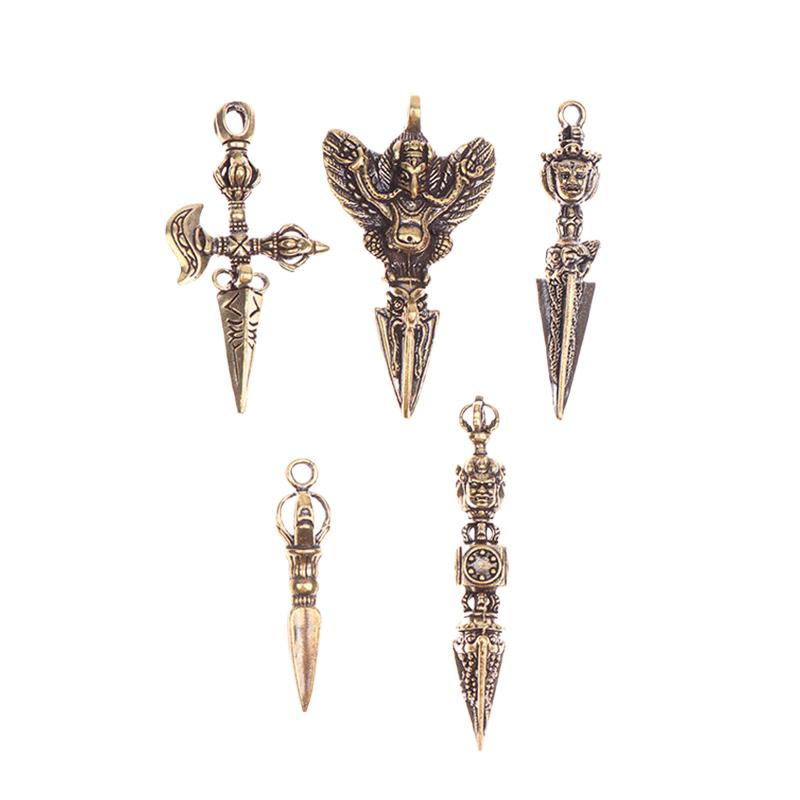 Buddhist Brass Ax Cross Vajra Pestle Diy Keychain Pendant Bracelet Necklace Decorative Handcraft Jewelry
