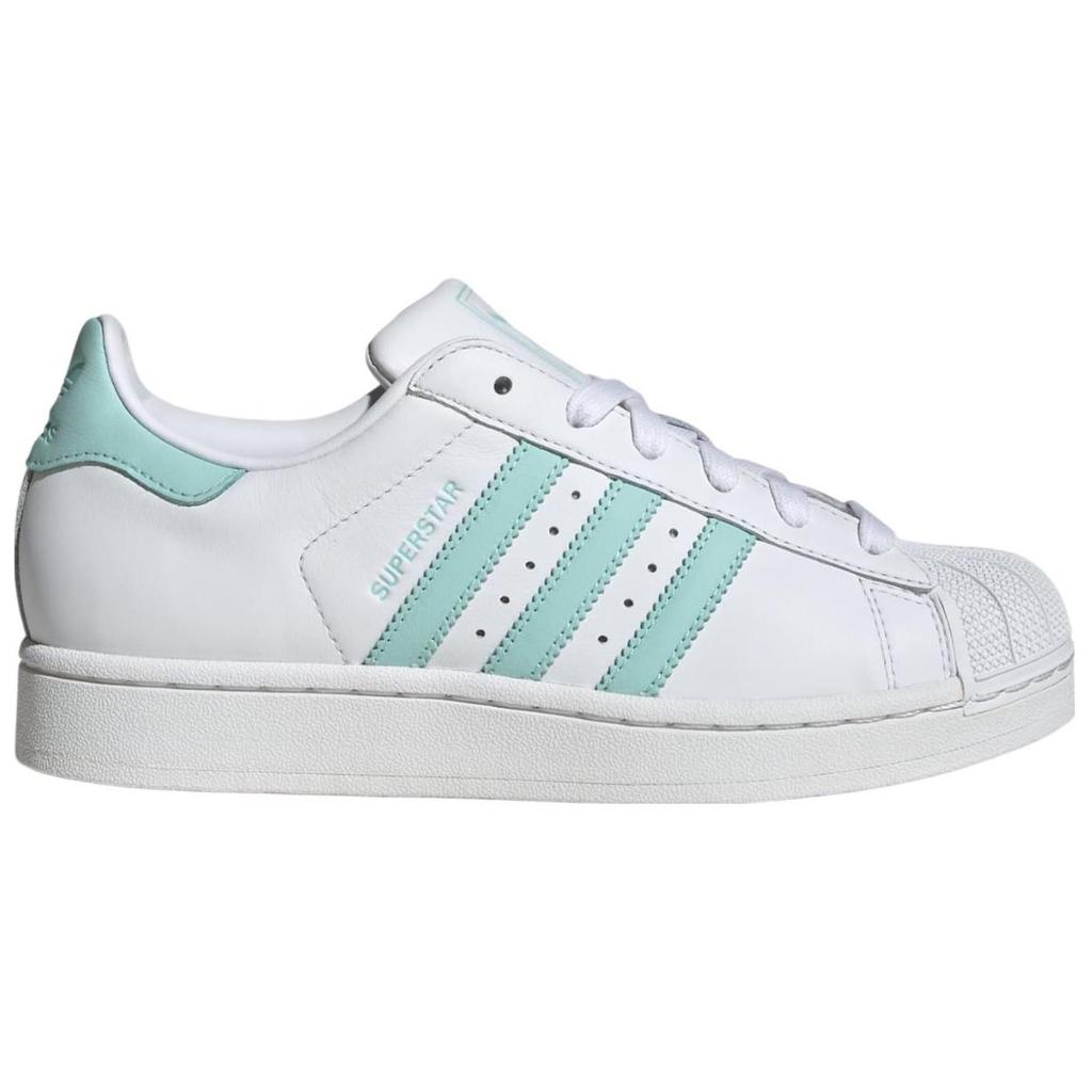 Adidas Суперзвезда 2 Белые Полублестящие Аква Женские Кроссовки Облачно-Белые Легкий Мятный JH7060