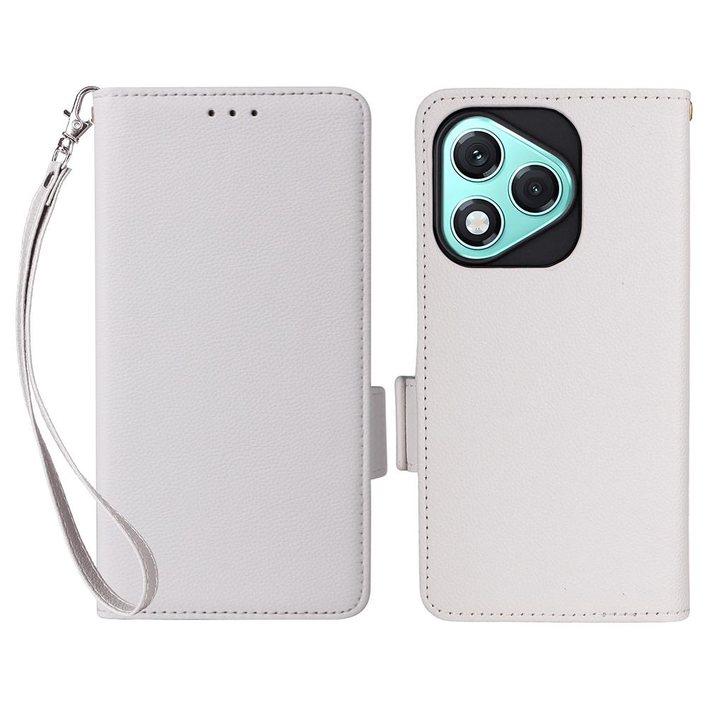 For Honor 400 Lite Case with Wrist Strap Litchi Texture PU Leather Wallet Phone Cover