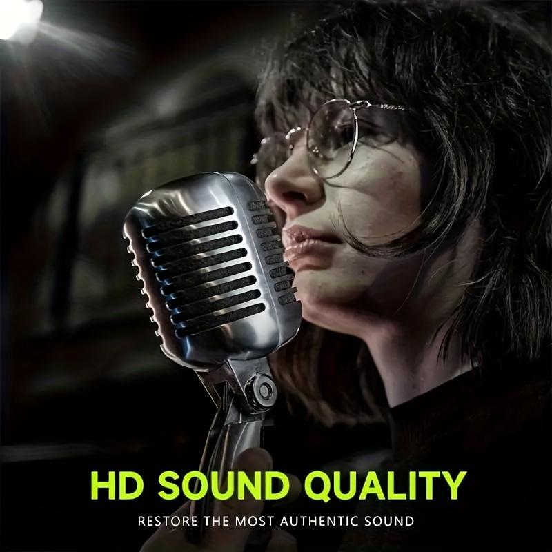Человеческий голосовой микрофон KTV, винтажный рок-сценический микрофон в стиле ретро, ​​домашний микрофон K Song, полностью металлический материал