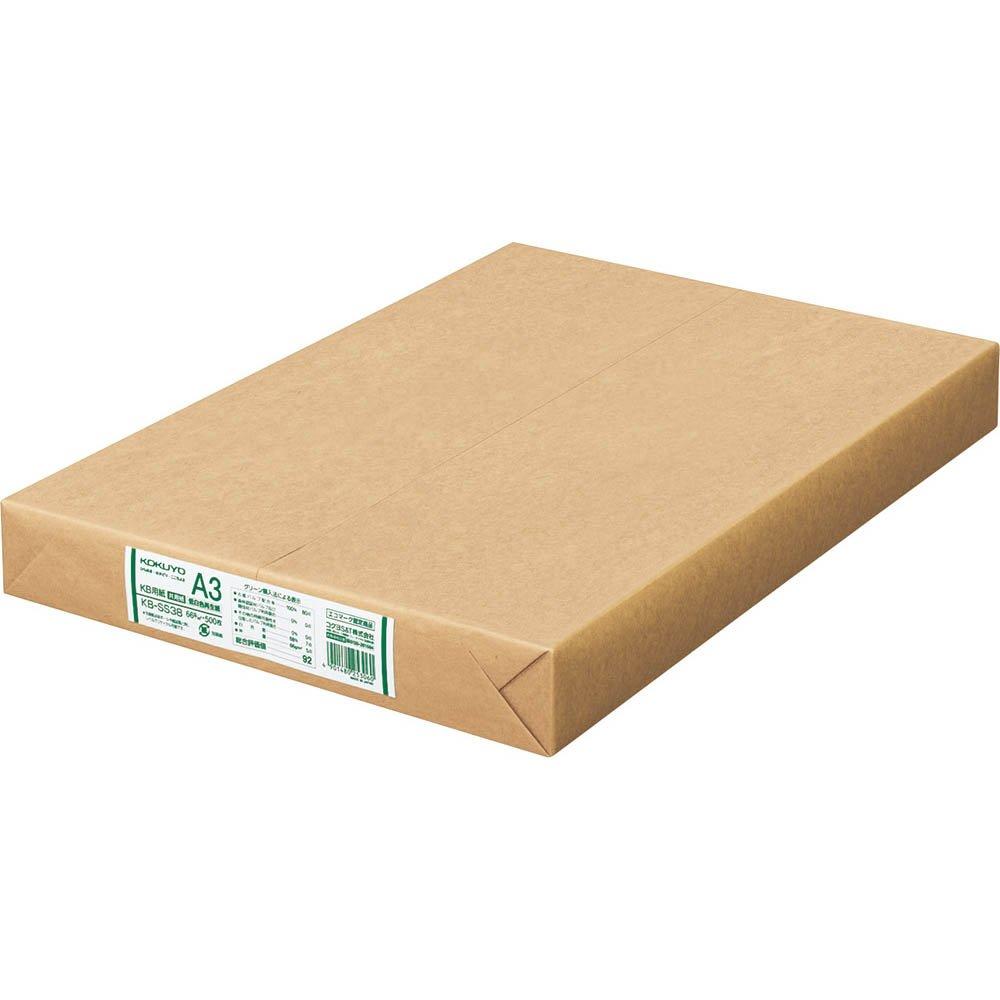 KOKUYO Copy Paper 500 PPC low whiteness recycled 66G A3, 0.10mm thickness, sheets, paper, general-purpose paper, paper, KB-SS38