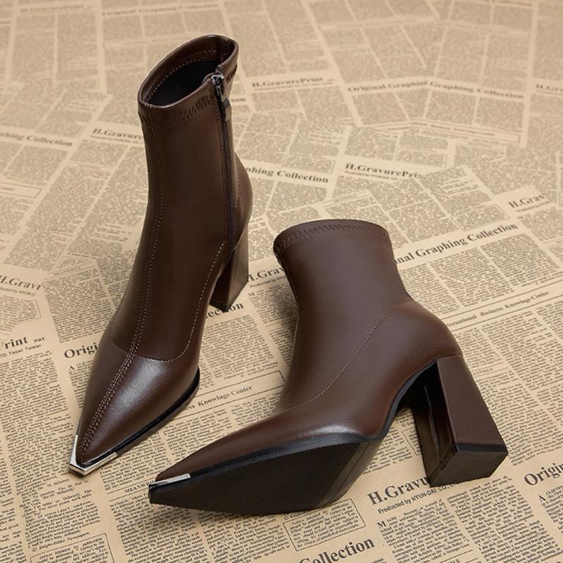 Fashion High Heels Women Ankle Boots Pointed Toe Fashion Designer Shoes Chunky Luxury Dress Winter Boots 2025 New Sexy Pumps Mujer Botas