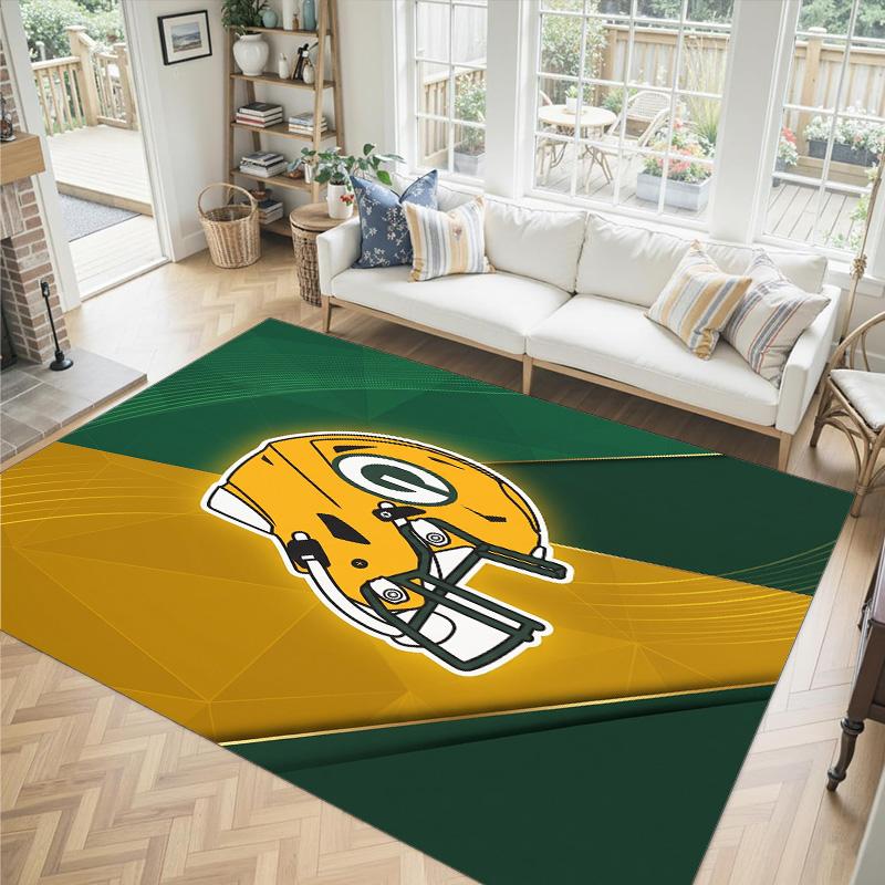 Green Bay Packers Design Crystal Velvet Carpet Cozy Non?Slip Printed Rug For Bedroom Living Room Entrance