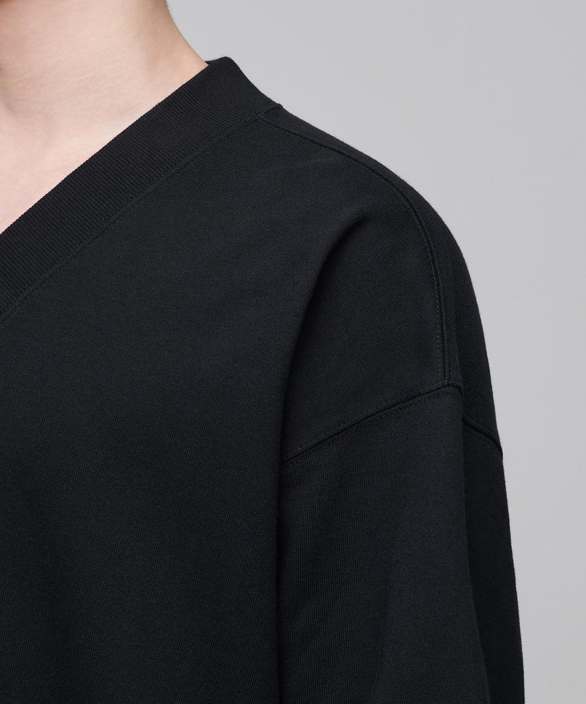 MUSINSA STANDARD Oversized V-Neck Sweatshirt [Black]