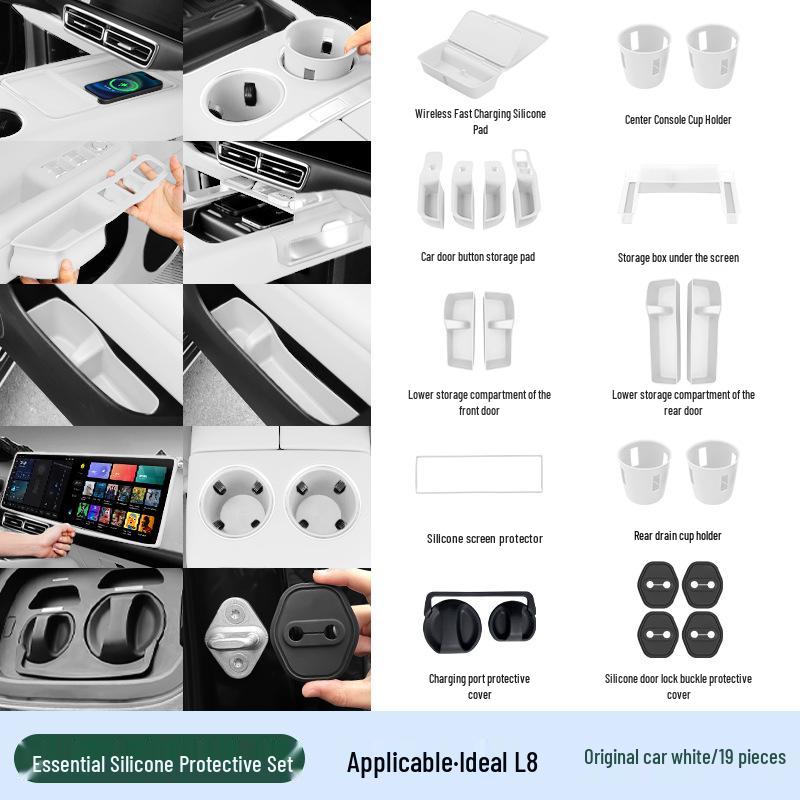 Силиконовый комплект для Li Auto L6-L9: Модификация интерьера: Подстаканник на консоли и беспроводная зарядная площадка