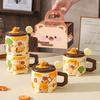 Cute High Value Bee Bear Ceramic Cup with Lid for Home Office Couple Water Cup Creative Gift Mug