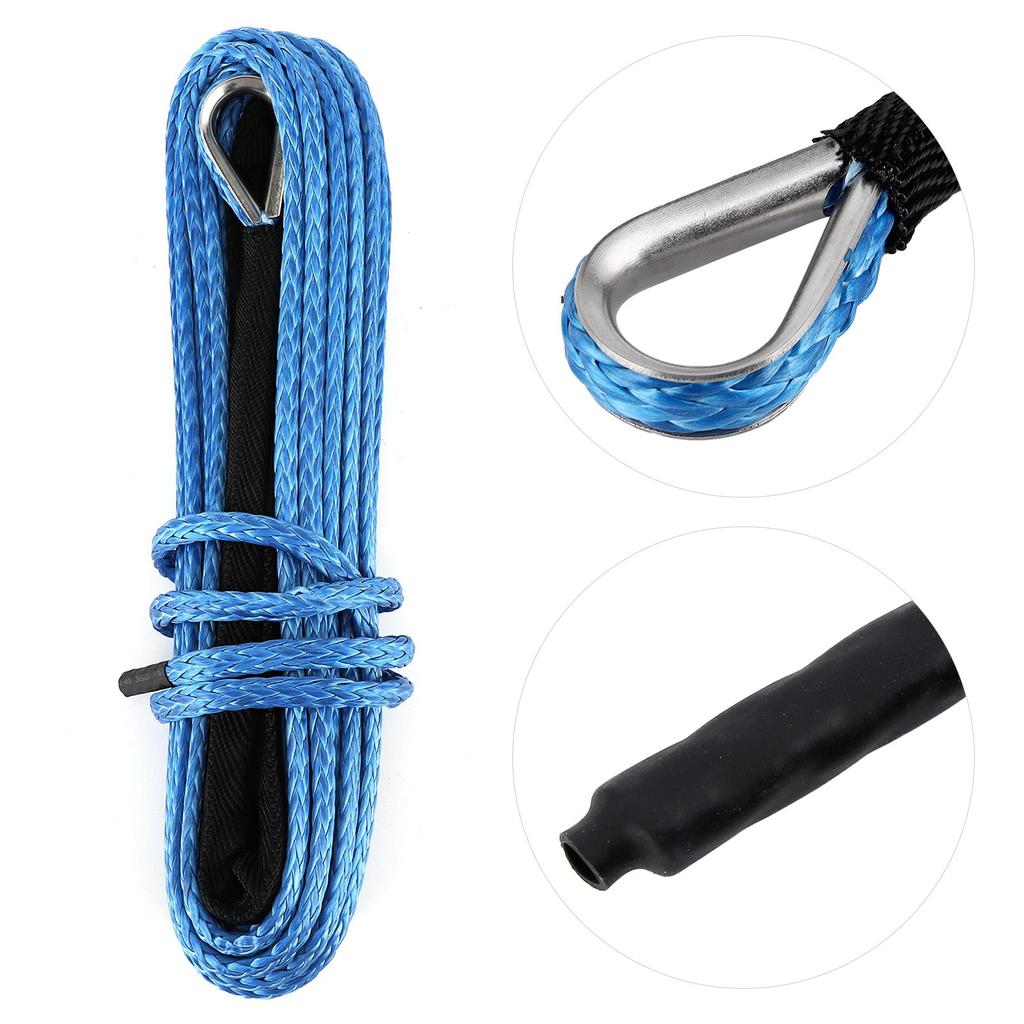 Winch Rope 15m Cable 7700lbs Nylon Trailer Recovery Towing Strap for SUV ATV UTV TrunkBlue