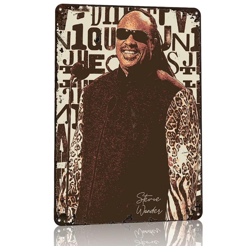 Stevie Wonder Art D Texture Printed Poster Custom Vintage Metal Tin Plate Sign for Wall Art Gaming Decoration Room Funny Signs