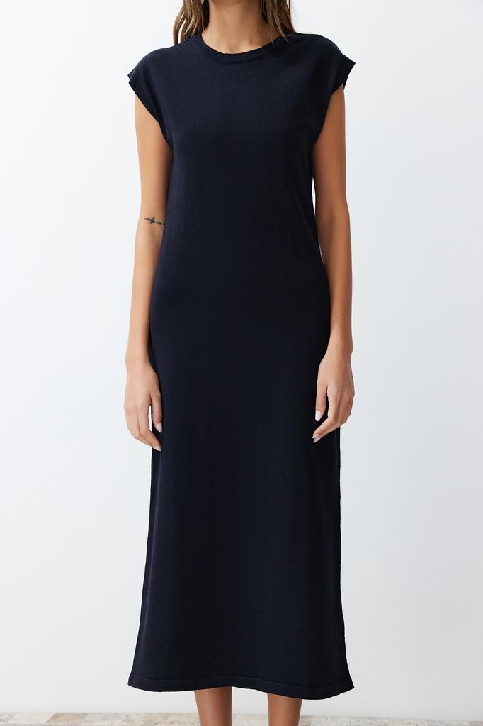 Женское платье, новый сезон, модное темно-синее макси-трикотажное платье премиум-качества TWOSS24EL00301