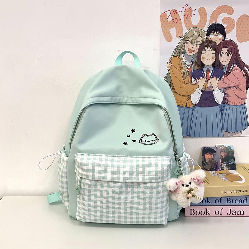 Schoolbag Cute College School Bag Japanese ins Plaid Girl Small Fresh Junior High School Backpack