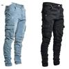 Джинсы мужские брюки повседневные джинсовые брюки с несколькими карманами джинсы-карго мужские новые модные джинсовые брюки-карго с боковыми карманами-карго