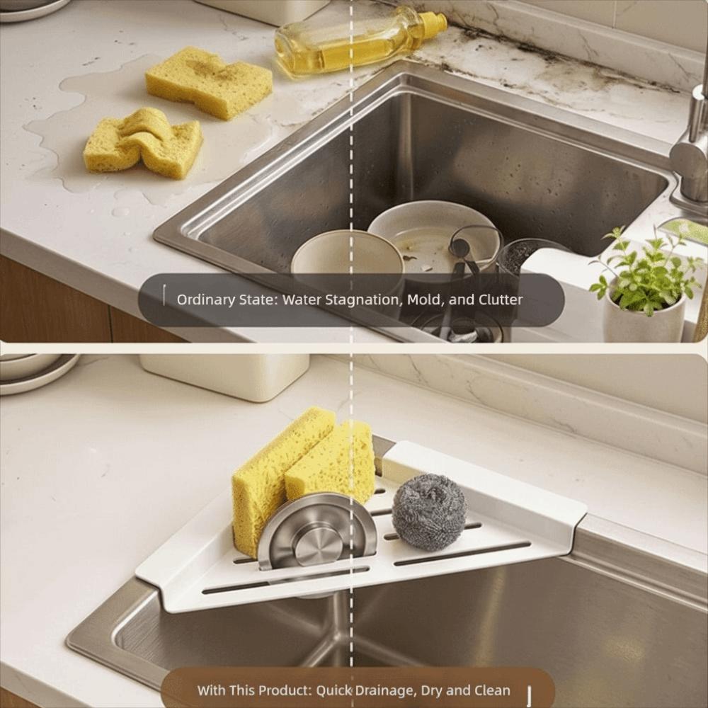 Non-Slip Sink Drainer Triangular Kitchen Sink Storage Shelf for Kitchen Utensil