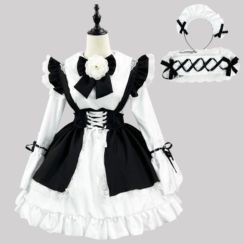 S-5XL Cute Japanese Style Lolita Maid Black and White Girl Dress Lolita Women's Suit