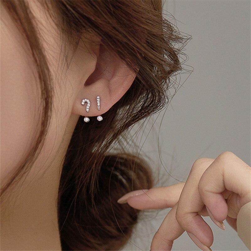 925 Sterling Silver Asymmetry Geometric Stud Earrings For Women Engagement Party Jewelry Prevent Allergy Eh1144