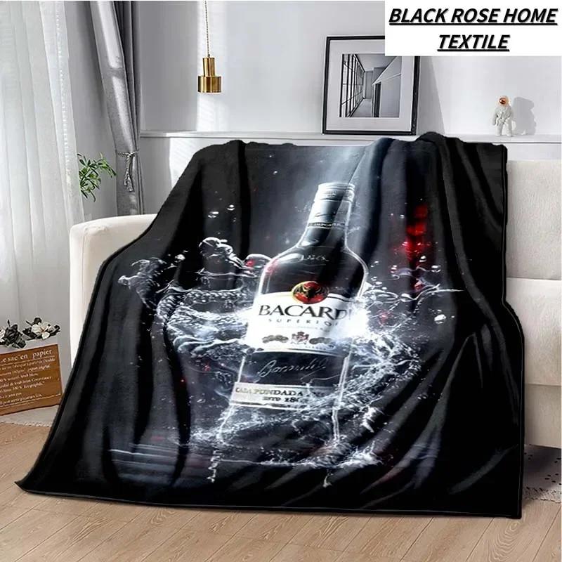 Fashionable Art Print Bacardi Rum Logo Blanket Family Bedroom Bed Sheet Outdoor Car Travel Camping Picnic Plush Sleeping Blanket