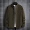 Solid Men's Corduroy Shirt Cotton Long Sleeve Regular Fit Button Collar Warm Business Casual Male Clothes For Autumn Winter