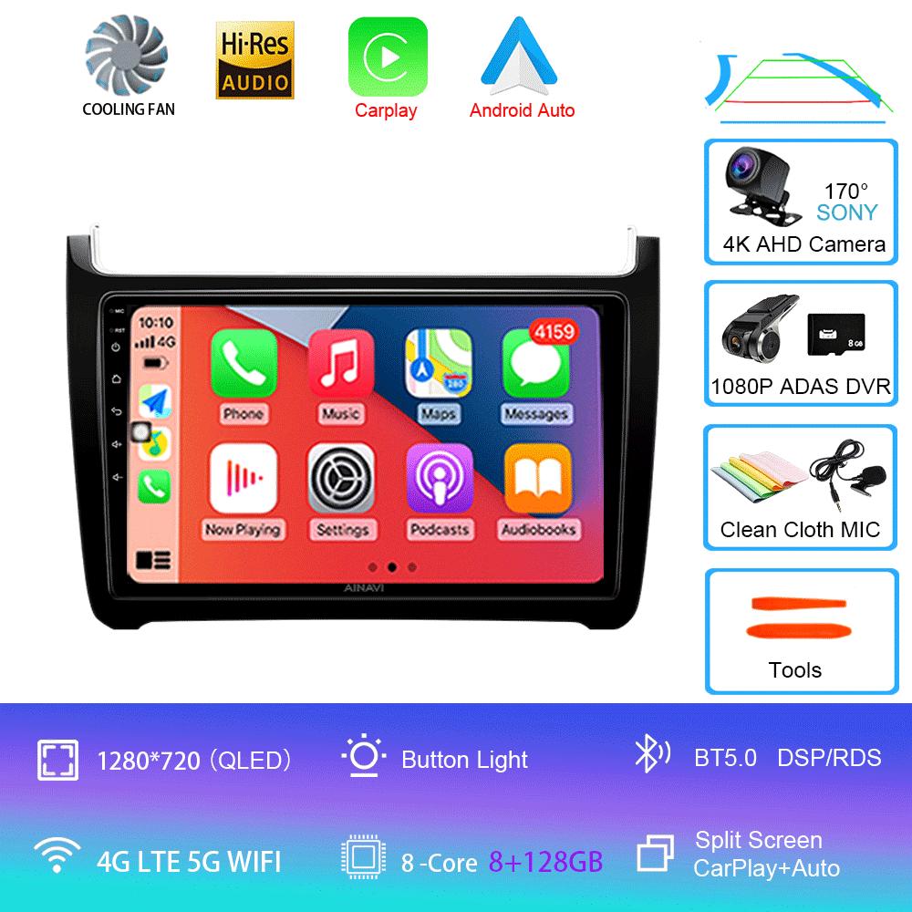 Автомобильное радио Android 14 Carplay 4G+Wifi для Volkswagen VW polo 5 sedan 2008-2020 Мультимедийный плеер Стерео GPS 2 Din DVD Головное устройство