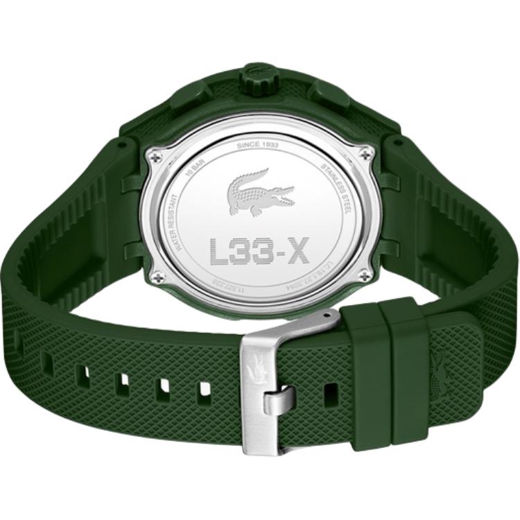 Lacoste Часы Кварцевый механизм Силиконовый ремешок 45 мм Зеленый циферблат Водонепроницаемые 100 м Мужские часы 2011367