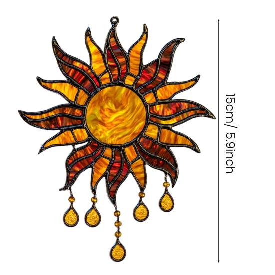 Sun Design Sun Catcher Acrylic Hanging Decoration Stained Glass Inspired Suncatcher Window Decor for Garden or Living Room
