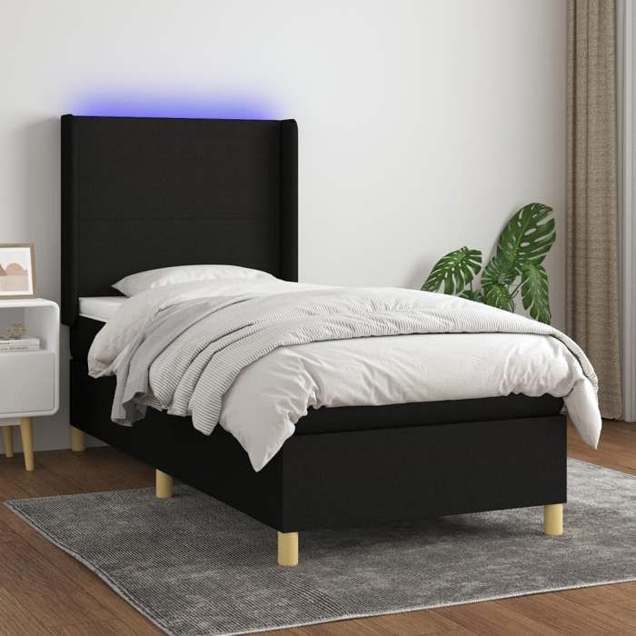 VidaXL Slat Bed Base with Mattress and LED, Upholstered Bed, Single Bed, Adult Bed for Interior Bedroom, 3138671