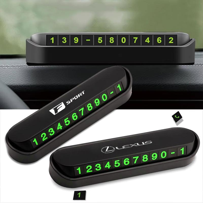 QDDY3 Car Temporary Parking Card Auto Emblem Phone Number Card Plate Valve Cap For Lexus F SPORT ES LM GS IS NX RX LX RZ IS250 RX300