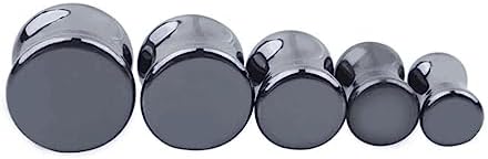COMPUKAS 25mm Natural Stone Ear Plugs Tunnels 1 Pair Black Ear Gauges for Women Wedding Banquet