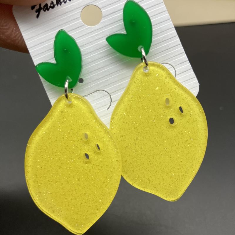New Lovely Fruit Earrings Mango Strawberry Watermelon Fruit Earrings Sparkling Acrylic Earrings Jewelry Accessory Gifts