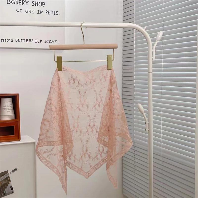 Women Lace Triangle Scarf Sweet Girls Sunscreen Scarf Spring Summer French Beach Style Hair Tie Vintage Female Lady Muslim Hijab