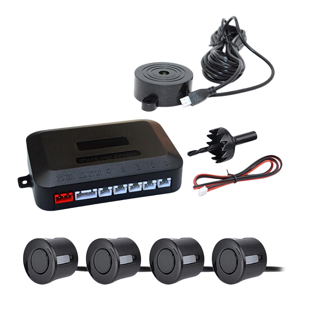 12V Car Parking Sensor Kit 4 Probe 22mm Backup Radar Sound Alert Parking Detector Pure Buzzer No Display for Vehicle Automobile