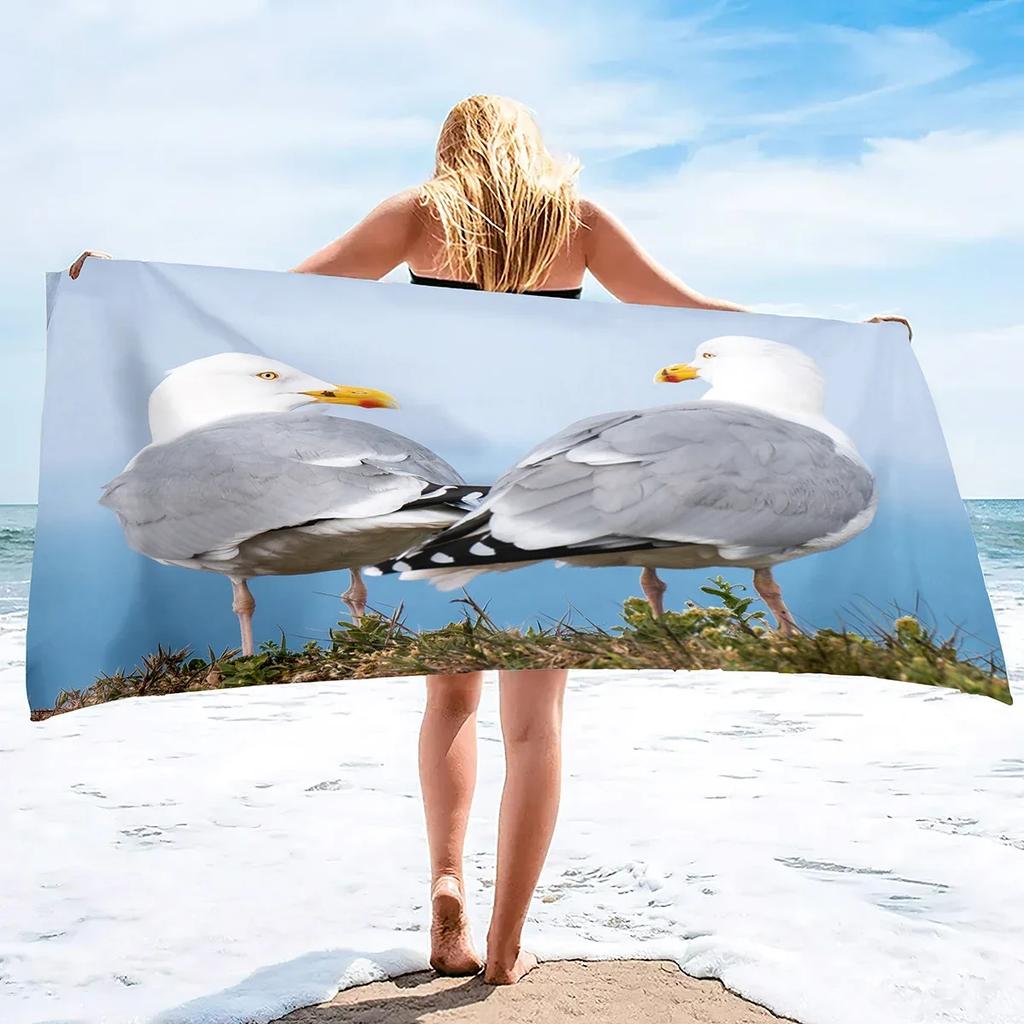 Seagull Beach Towel,Microfiber Beach Towel Fast Drying,Sand Free Beach Towel Super Lightweight Towels For Swimming Pool,Camping