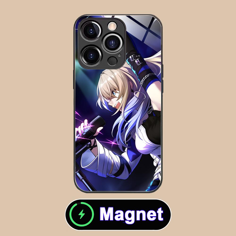 HSR Serval Стеклянный чехол MagSafe для мобильного телефона iPhone 17 16 15 14 13 12 11 Air Pro Max Plus Mini Цветной чехол