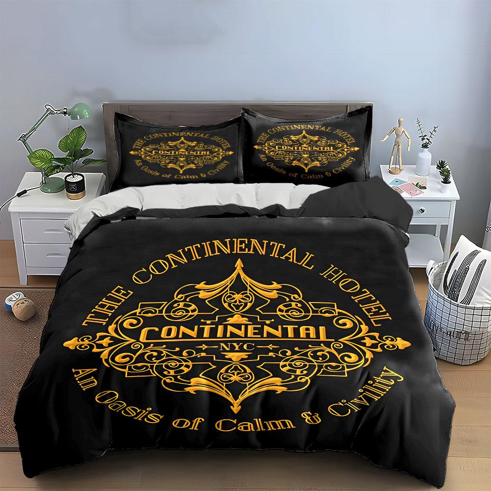 Continental Hotel Art Pattern Bedding Duvet Cover Set Duvet Cover Pillowcases  (1*Duvet Cover 2*Pillowcases, without duvet insert)