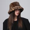 Панама в корейском стиле с леопардовым принтом, ветрозащитная, пушистая, шляпа рыбака, для улицы