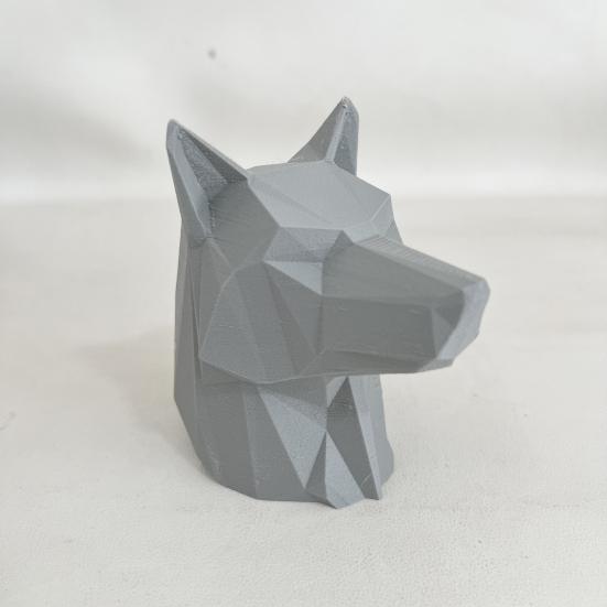 3D Printed Wolf Head Ornament Red Home Office Desktop Trailer Hat Statue Sculpture Coupling Cover