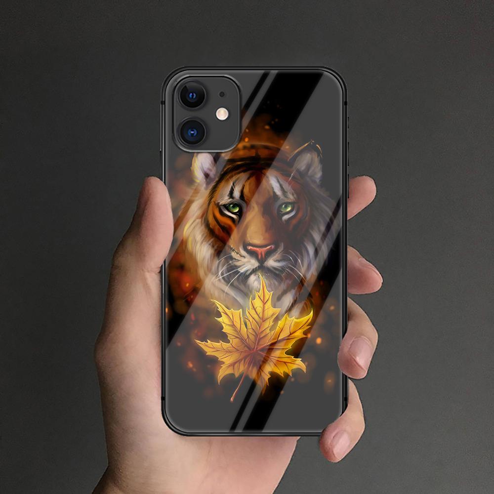 Чехол из закаленного стекла с тигром для iPhone Samsung Galaxy OnePlus Oppo Xiaomi Redmi Note SA 7 8 9 10 11 12 13 14 20 21 22 53 Pro Max Plus Ultra