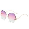 Oversized Rimless Sunglasses New Fashion Women Pink Shades Brand Design Blue Sun Glasses for Decoration Travelling Beach