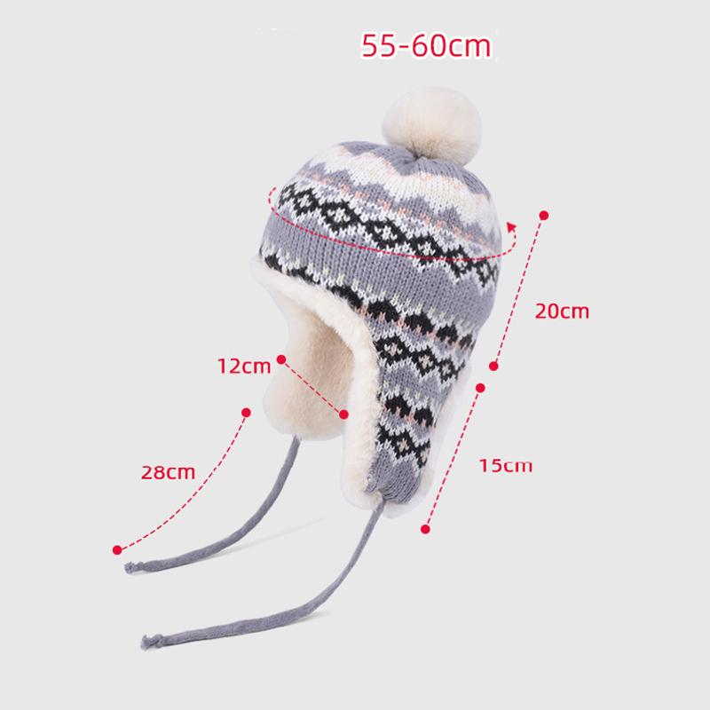 Winter Hat Women's Velvet Knitted Pullover Wool Hat Riding Warm Ear Protection Bomber Hats