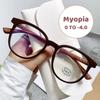 Retro Wood Grain Round Frame Myopia Glasses Anti-blue Light Near Sight Eyewear Ultra Light Large Frame Short Sight Glasses